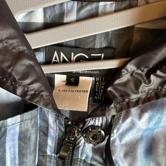 ANGEL brand blue plaid rain/wind jacket, S CB 2184 - Picture 7 of 8